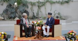 महासचिव गुटरेस र एमाले अध्यक्ष ओलीबीच भेटवार्ता