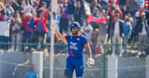 कतारविरुद्ध कुशल भुर्तेलको अर्ध शतक पूरा