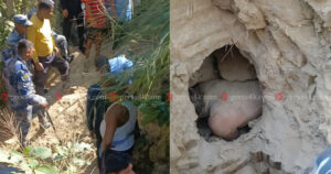 दुम्सी मार्ने क्रममा प्वालमा फसेका पुरुषको सकुशल उद्धार