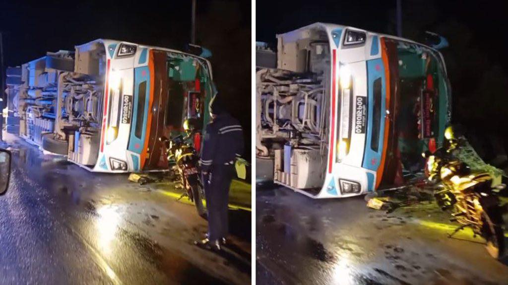 मुग्लिन–नारायणगढ सडकखण्डमा बस पल्टियो, ३८ जना घाइते