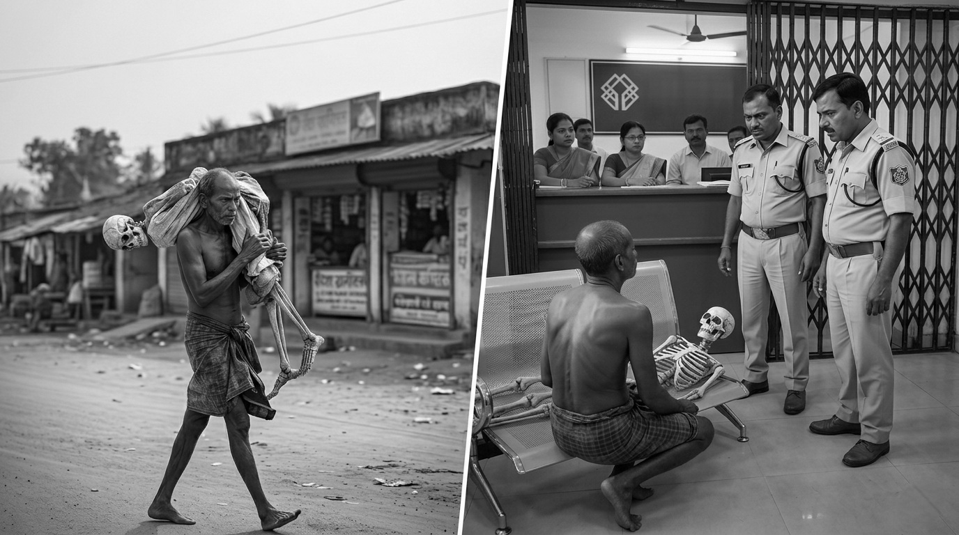 मृतकको खाताबाट पैसा निकाल्न कंकाल बोकेर बैंक पुगे आफन्त