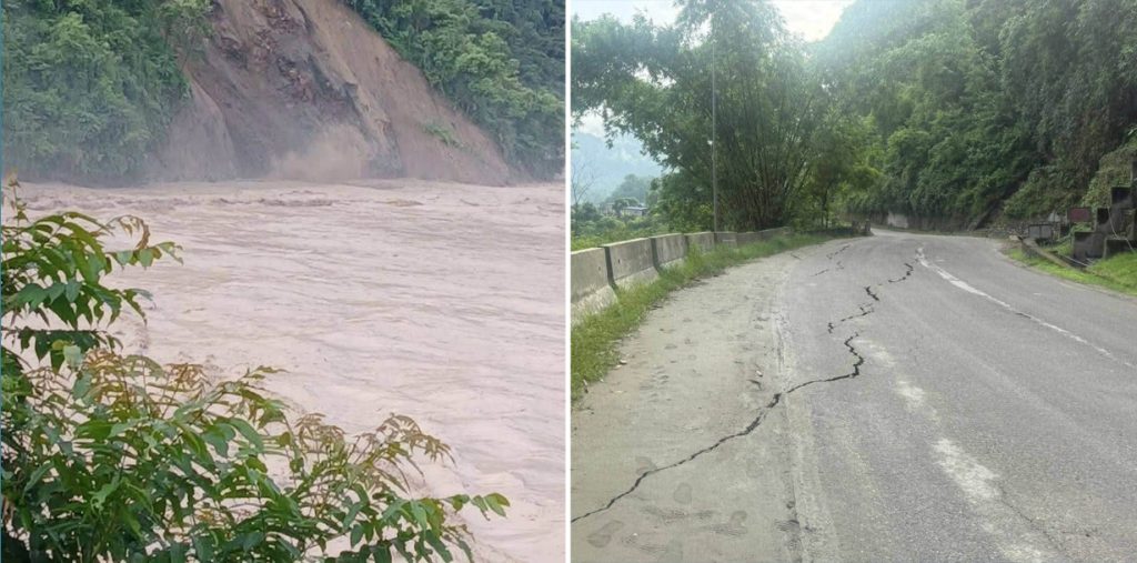 कृष्णभीरमा बाढीले कटान गरेपछि काठमाडौं-मुग्लिन सडक अवरुद्ध