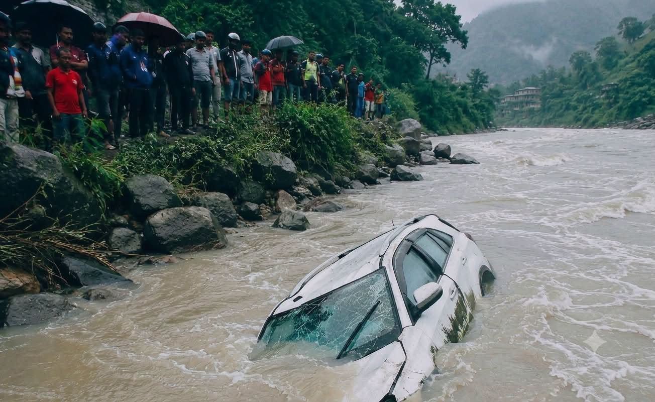 सुनकोशीमा खसेको कारभित्र ४ यात्रु रहेको खुल्यो