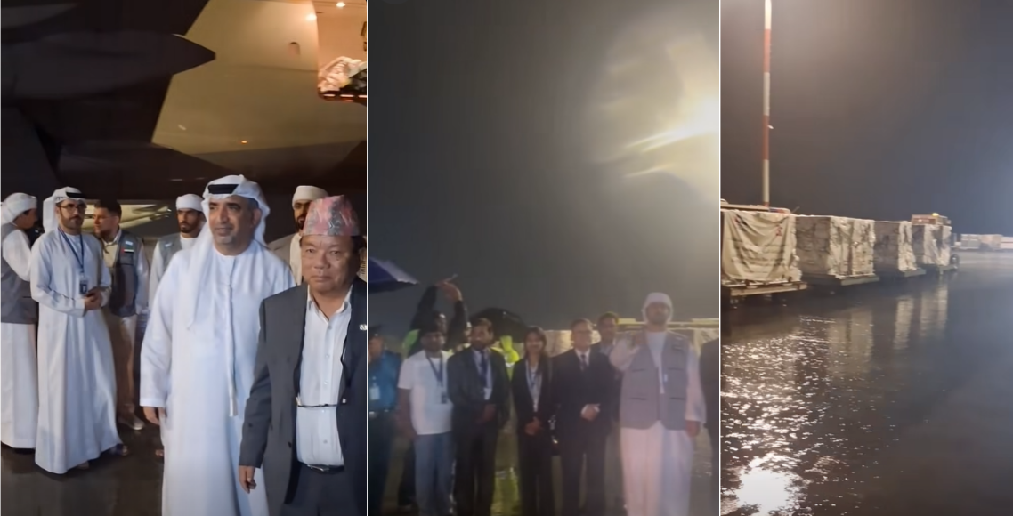 डेढ अर्ब नगद सहयोग गरेको यूएईबाट आयो ८० टन राहत सामग्री, मन्त्री महावीरले बुझे