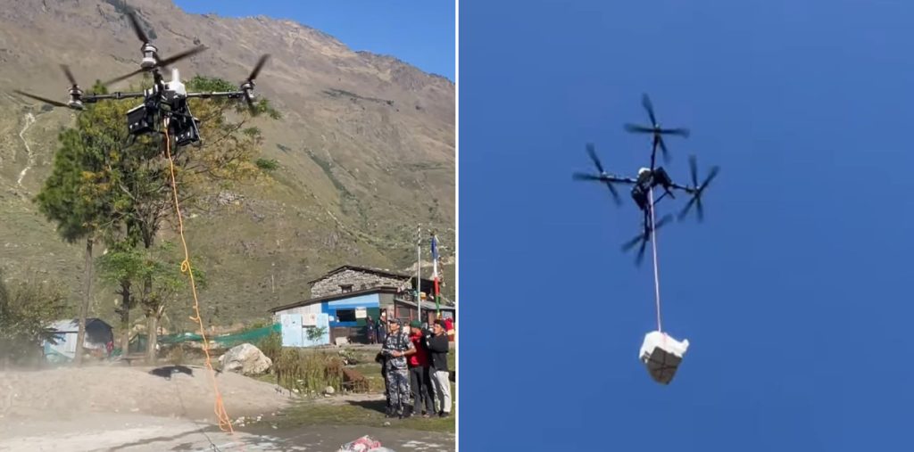 बूढीगण्डकी बाढी : ड्रोनबाट राहत वितरण